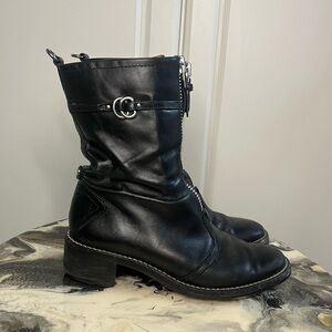 Cole Haan Black Leather Moto Biker Boot